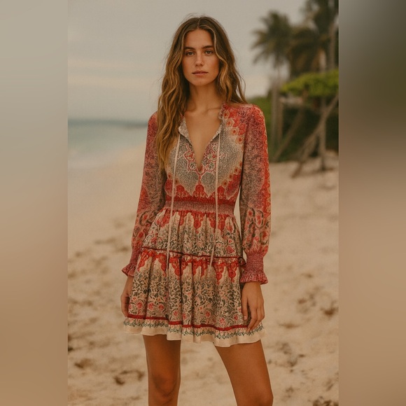 Anthropologie Dresses & Skirts - Anthropologie Siddhartha Bansal Dakota Peasant Dress Boho Printed Size Small